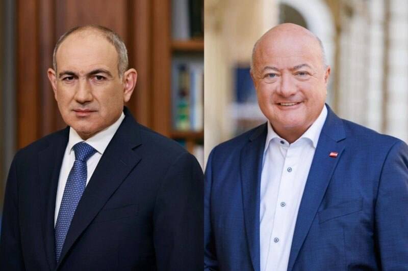 Кристиан Штокер и Никол Пашинян на встрече в Вене