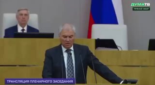 Заседание Госдумы РФ, председатель Вячеслав Володин выступает перед депутатами