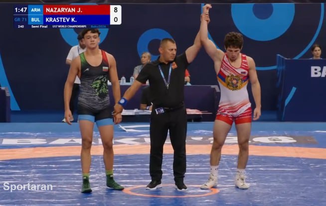 Джанес Назарян на юношеском чемпионате мира по греко-римской борьбе в Баку